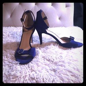Audrey Brooke purple/blue suede heel sandal 8.5